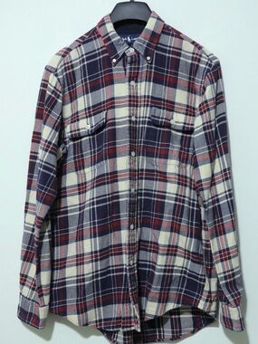 VTG Polo Ralph Lauren Shirt Mens Medium Plaid Cotton Flannel 2 Pocket Button Up